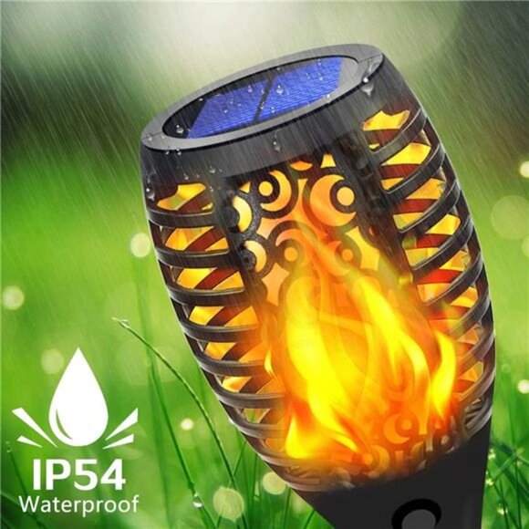 Solar Lights Outdoor, Solar Torch Light with Flickering Flame (Black 8 Pack) - Picture 3 of 6
